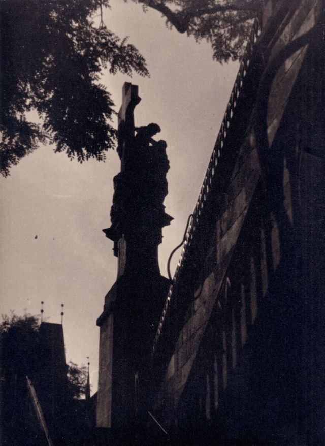 #3 Scenic view of Charles Bridge in Prague, 1945.