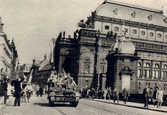 #30 Russian tank near the National Theater in Prague, 1945.