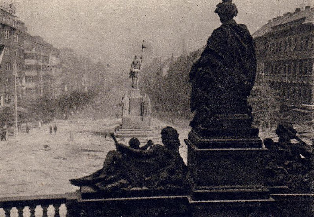 #39 Wenceslas Square after the battle in Prague, 1945.