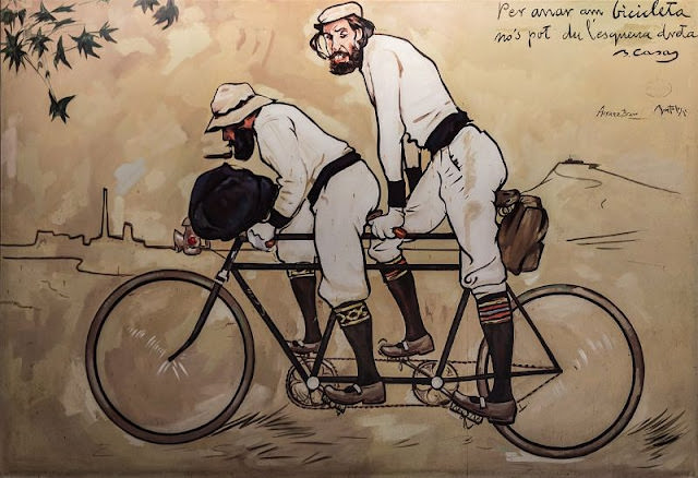 Ramón Casas y Pere Romeu en un tándem, 1897