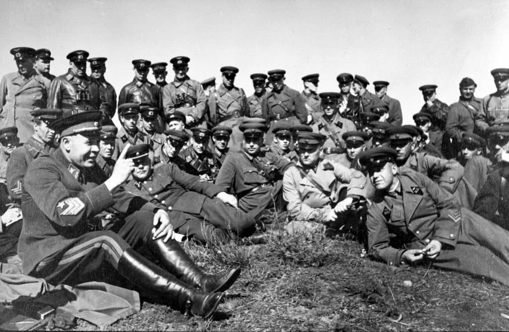 #1 Marshal Semyon Konstantinovich Timoshenko with Red Army Soldiers, Finnish Border, 1940