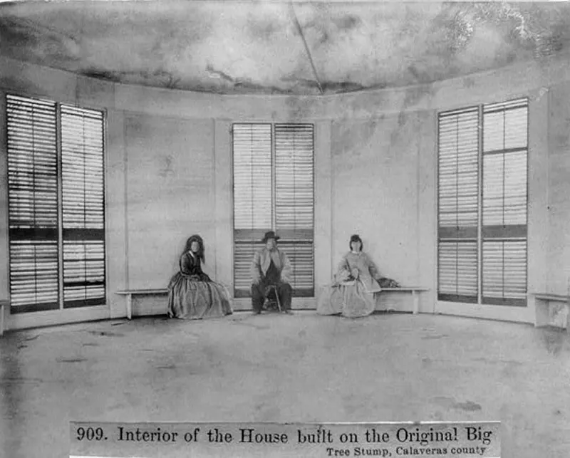#2 Interior of house built on Original Big Tree Stump, Calaveras County, 1866.