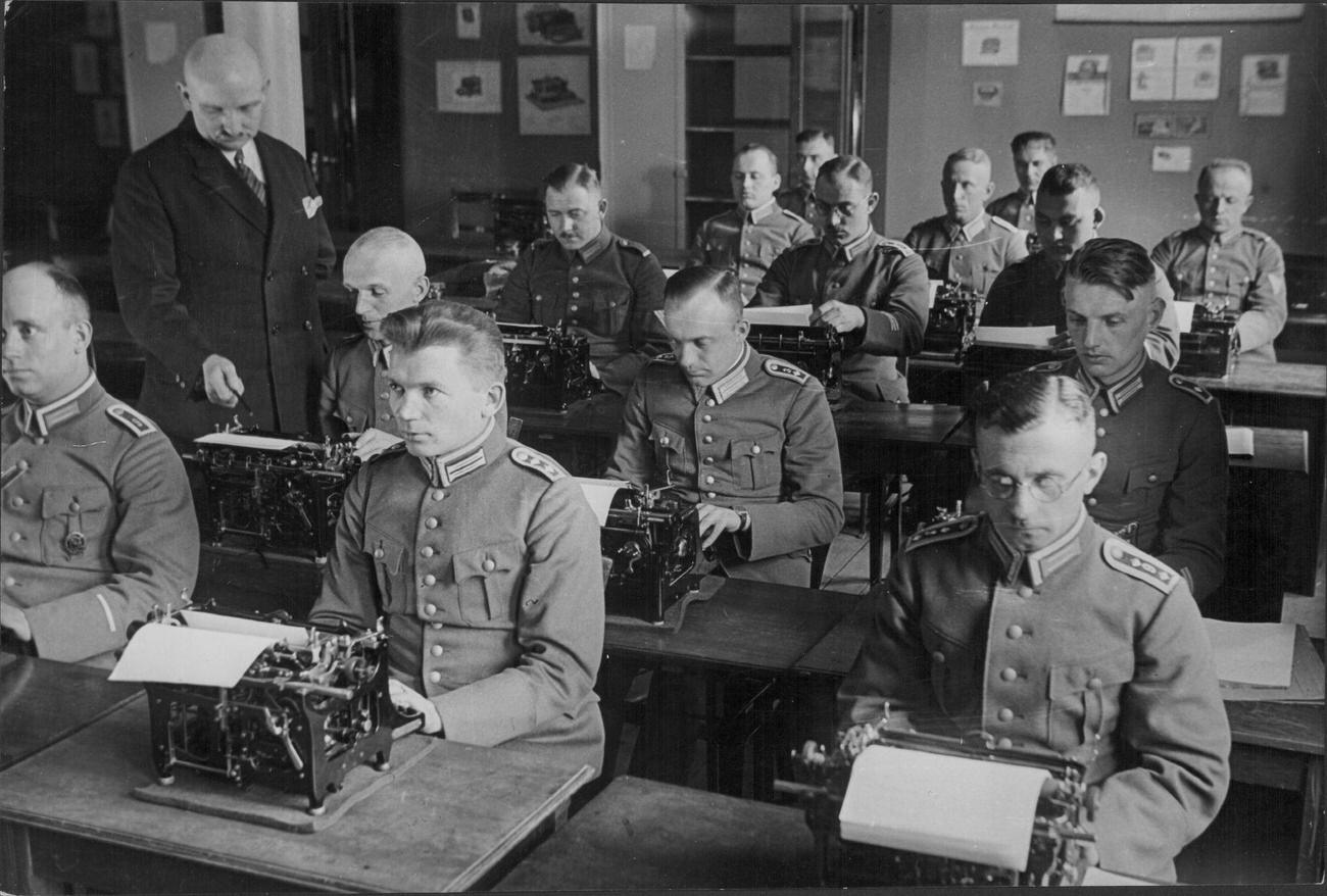 #28 Typing Class at a German Army Profession School, Berlin, Germany, circa 1935-1940.