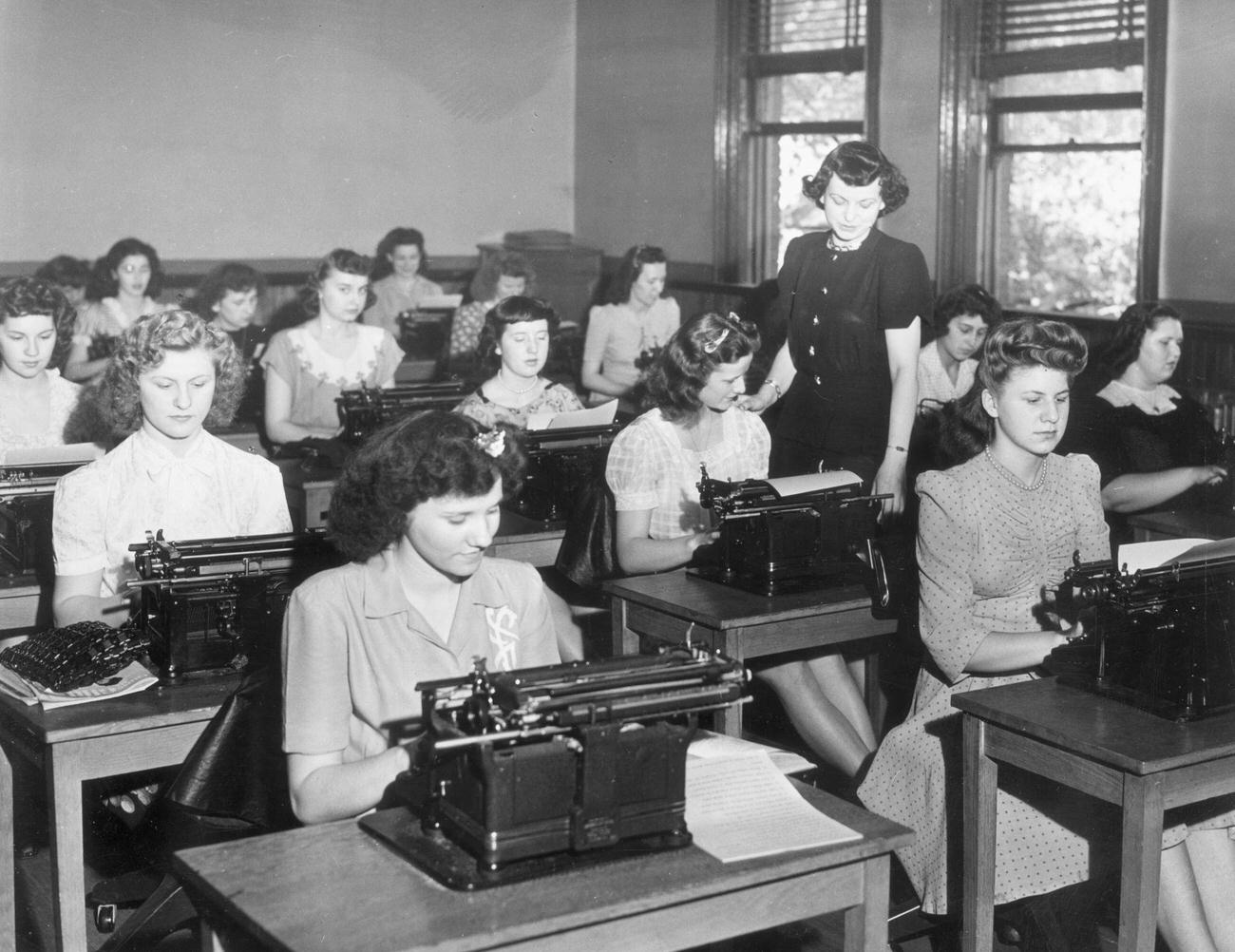 #37 Teacher Overseeing Typing Class, Olyphant, Pennsylvania, 1945