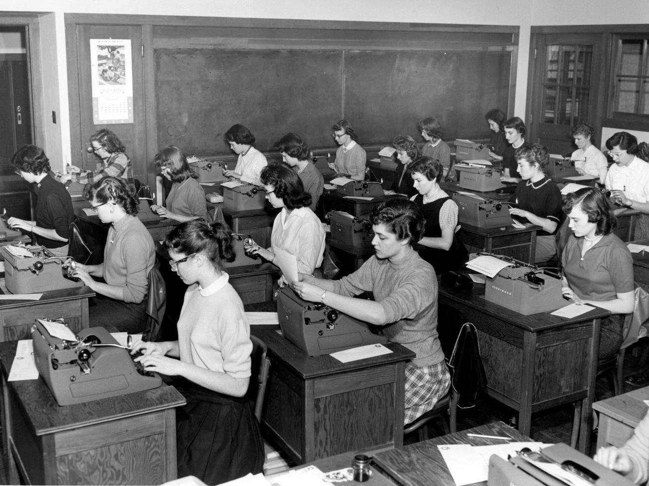 #44 Girls in Typing Class, Late 1950s or Early 1960s