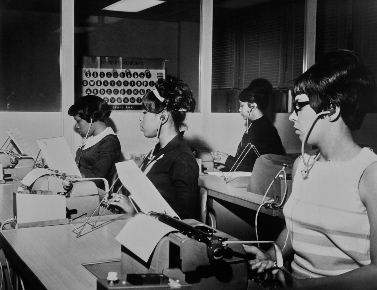 #50 Students Learning to Increase Typing Speed, New York City, 1965