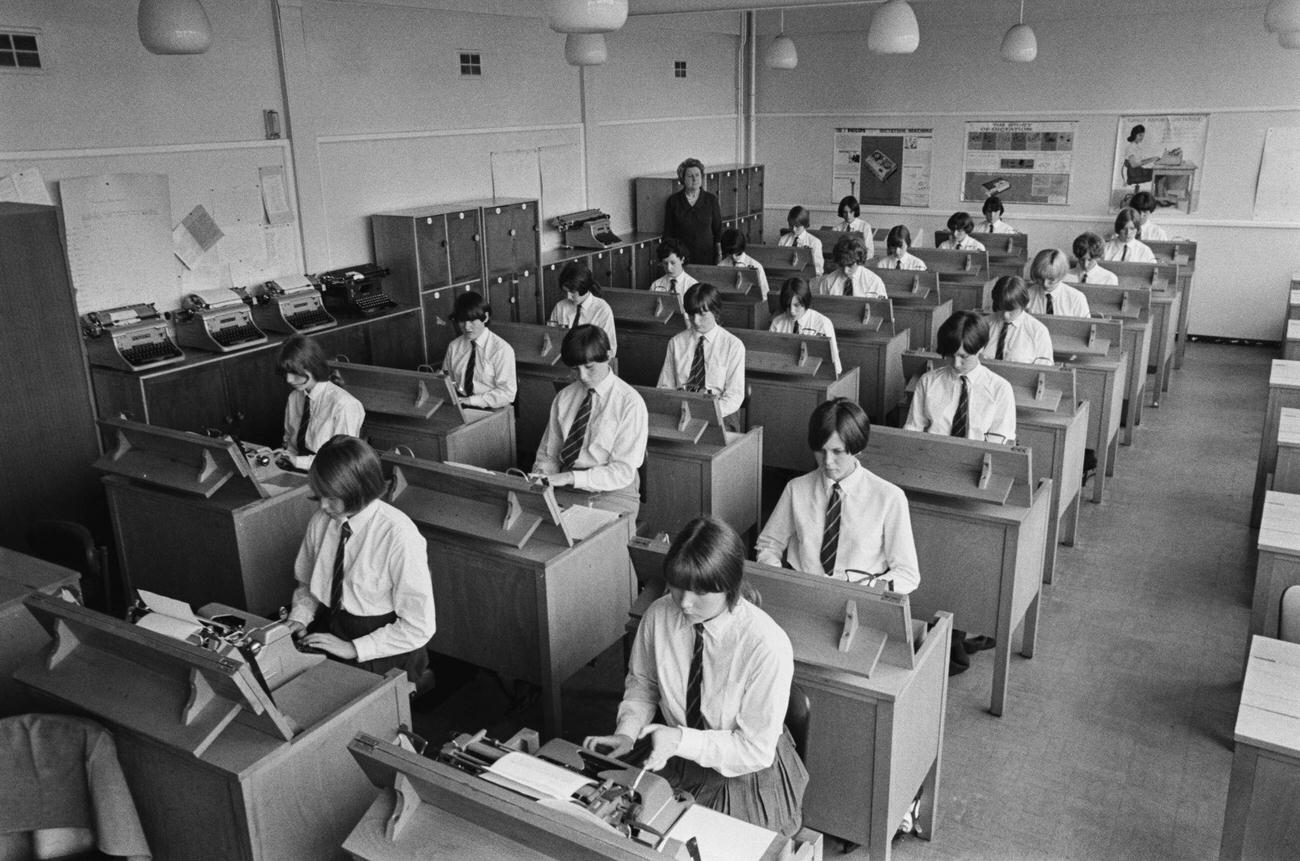 #53 Secondary School Typing Class, Birmingham, England, 1966