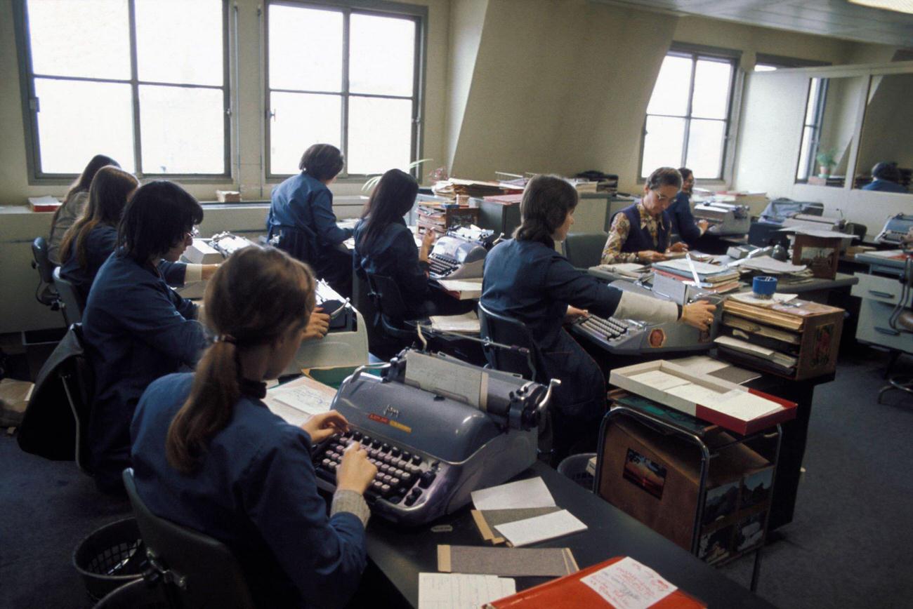 #55 Young Women in Typing Class, France, 1970