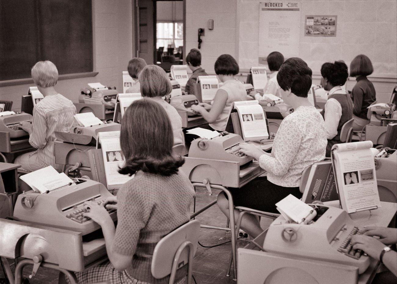 #56 Unidentified Women Students in Typing Class, 1960s-1970s