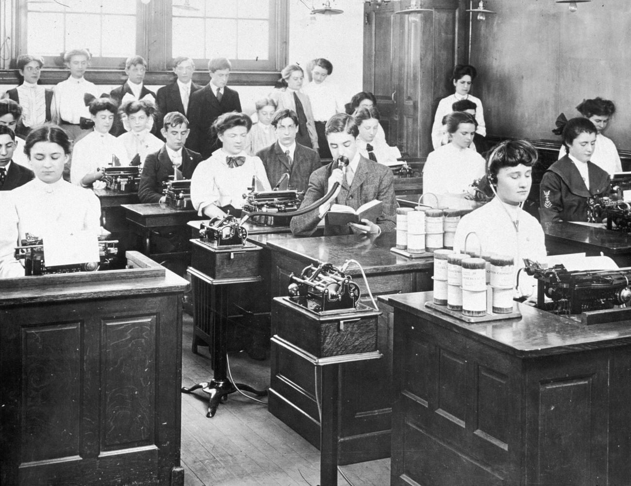 #6 Typing class at Bryant School, New York City, 1906.