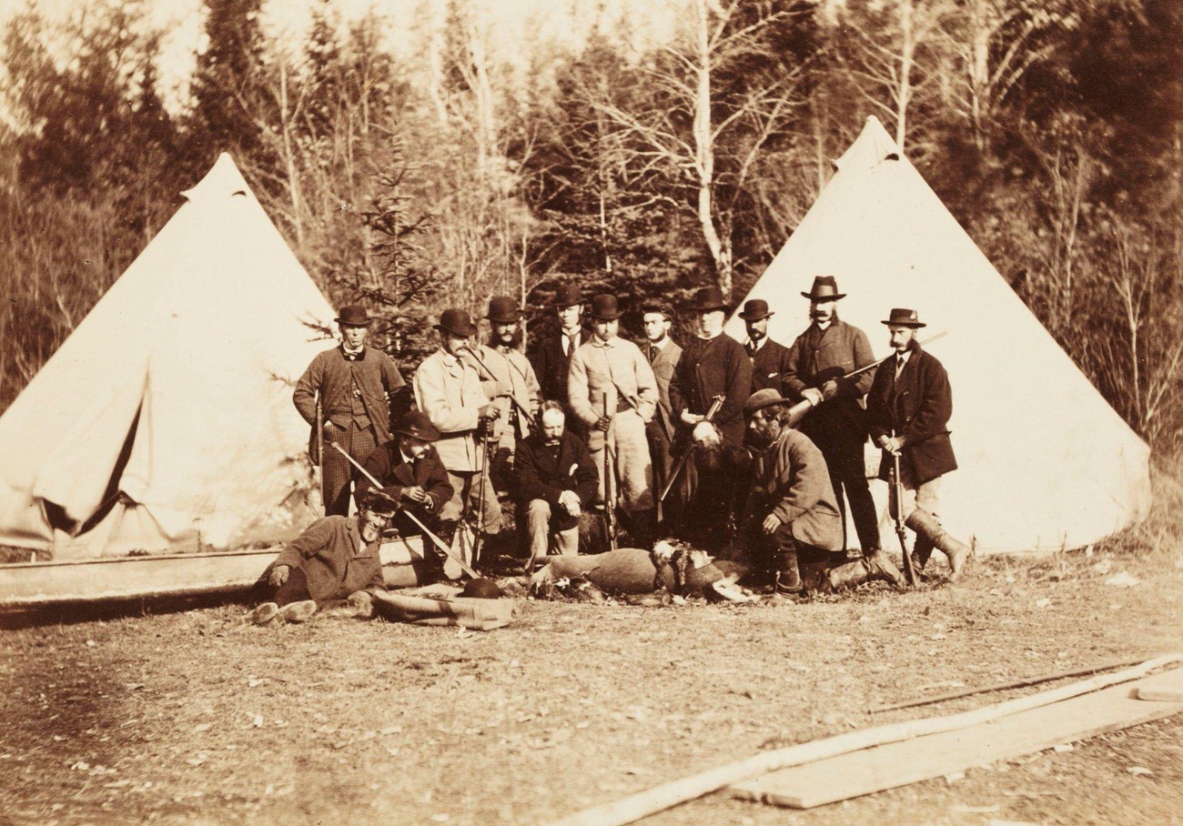 #100 Prince Arthur’s hunting party in Canada, with Albert, Prince of Wales, 1860.