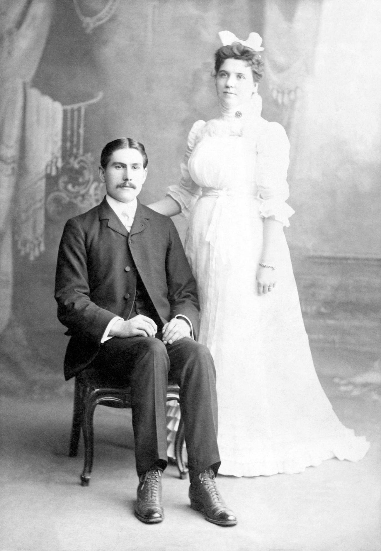 #30 Victorian family in a studio portrait, circa 1890s.