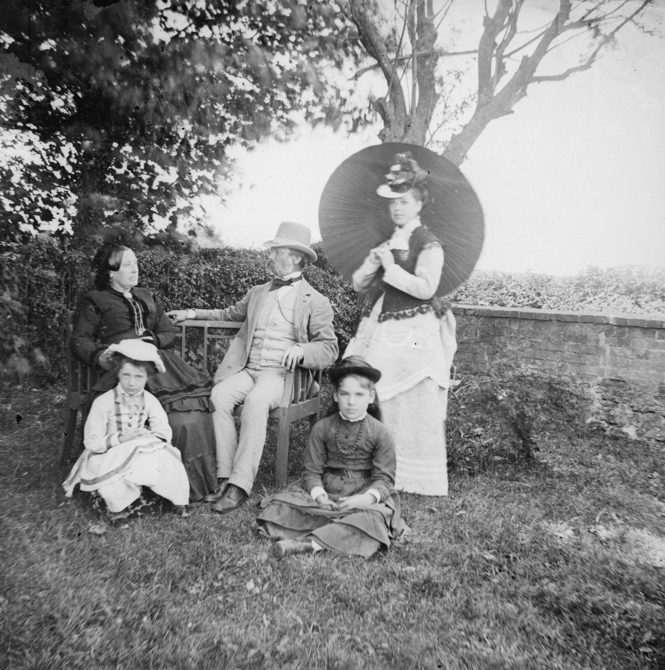 #36 A Victorian family in their garden, circa 1895.