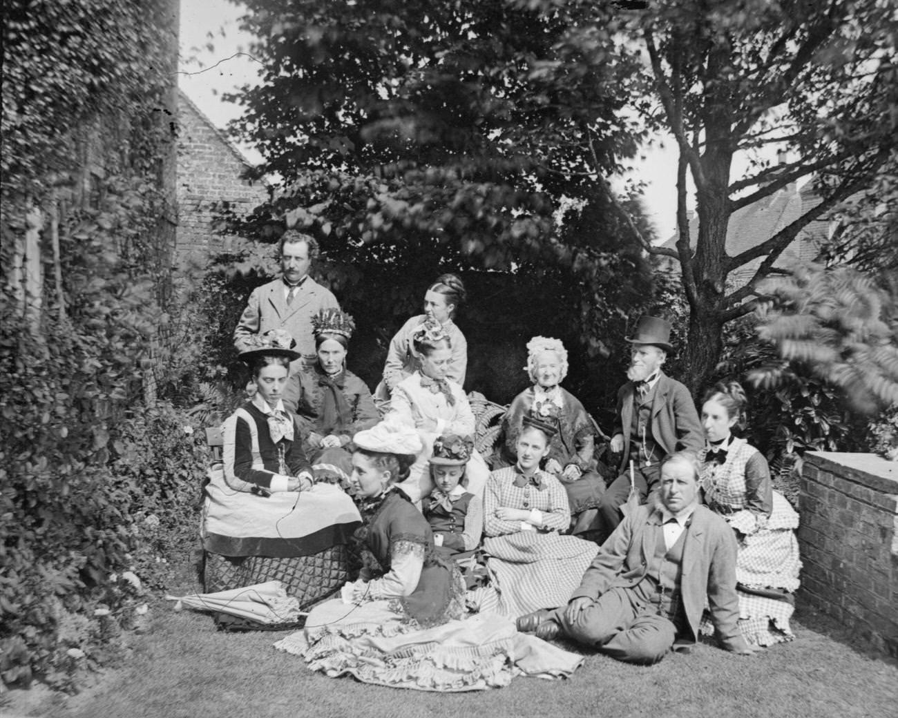 #38 A multi-generational Victorian family in their garden, circa 1895.