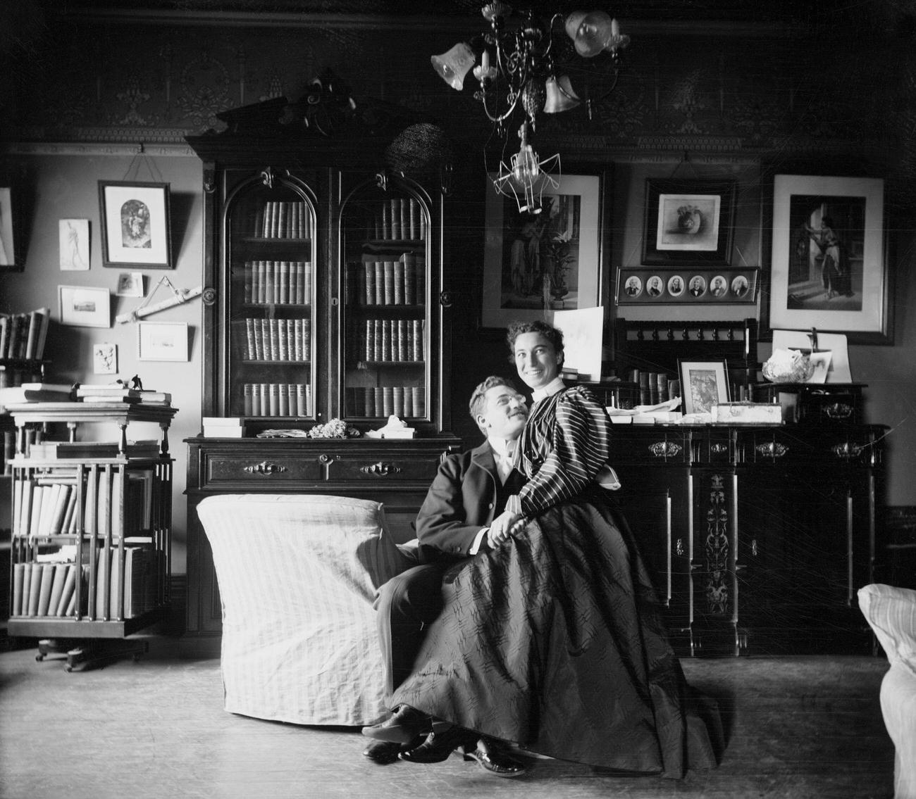 #69 Young Victorian couple, with the lady sitting on the gentleman’s lap, 19th century.