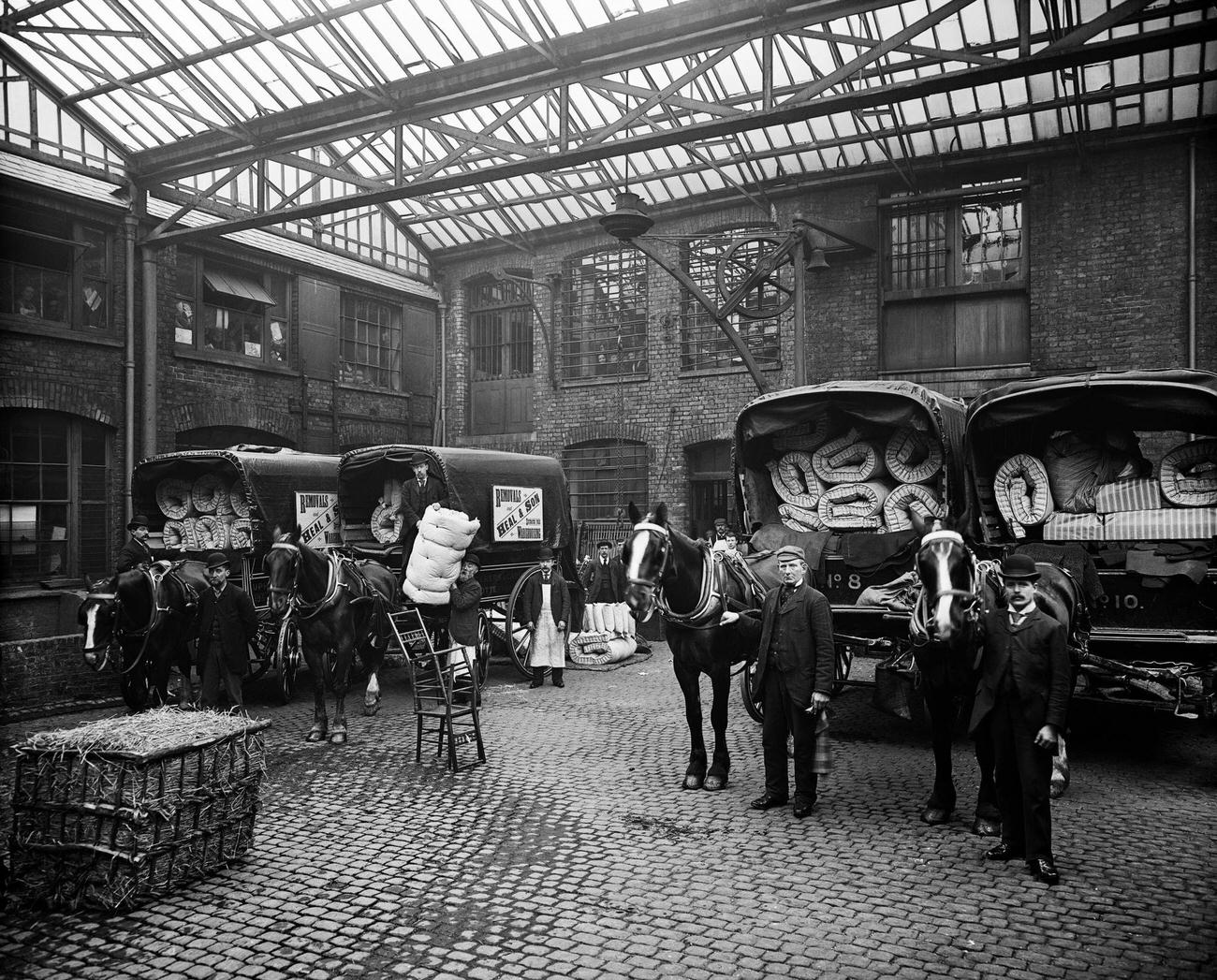 #82 Mattress delivery vans for Heal & Son Ltd, London, 1897.