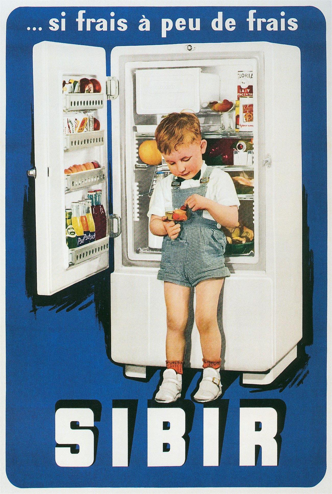 French Sibir refrigerator ad, “…si frais a peu de frais.”