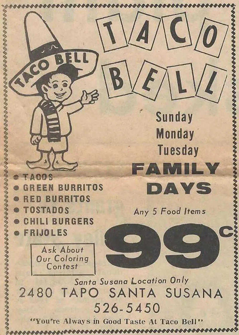 #8 Vintage Taco Bell ad, 1970s.