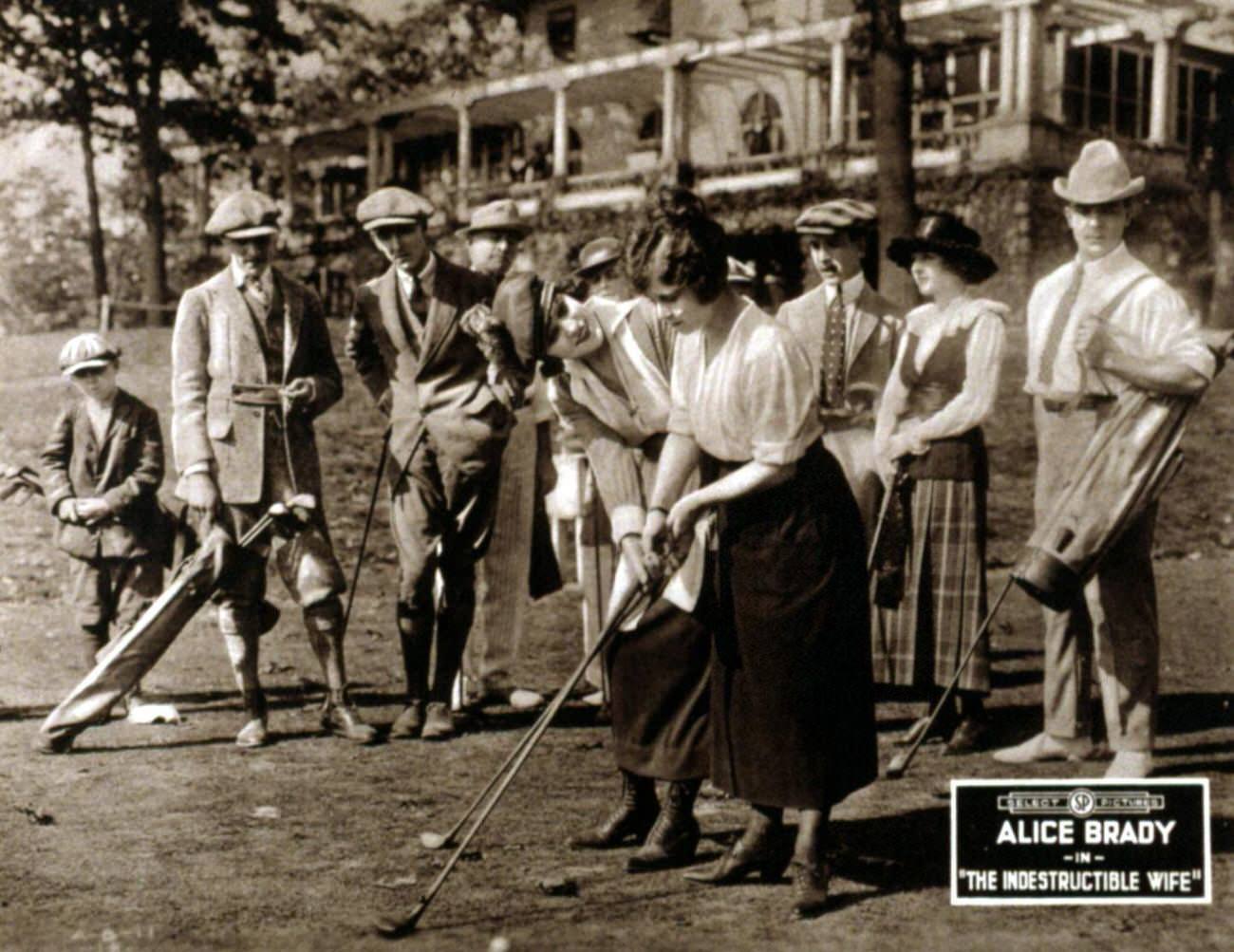 “The Indestructible Wife,” lobby card with Alice Brady, 1919.