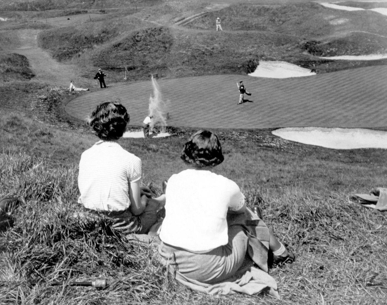 Spectators watching Francis Ricardo at Royal St George’s, Sandwich, Kent.