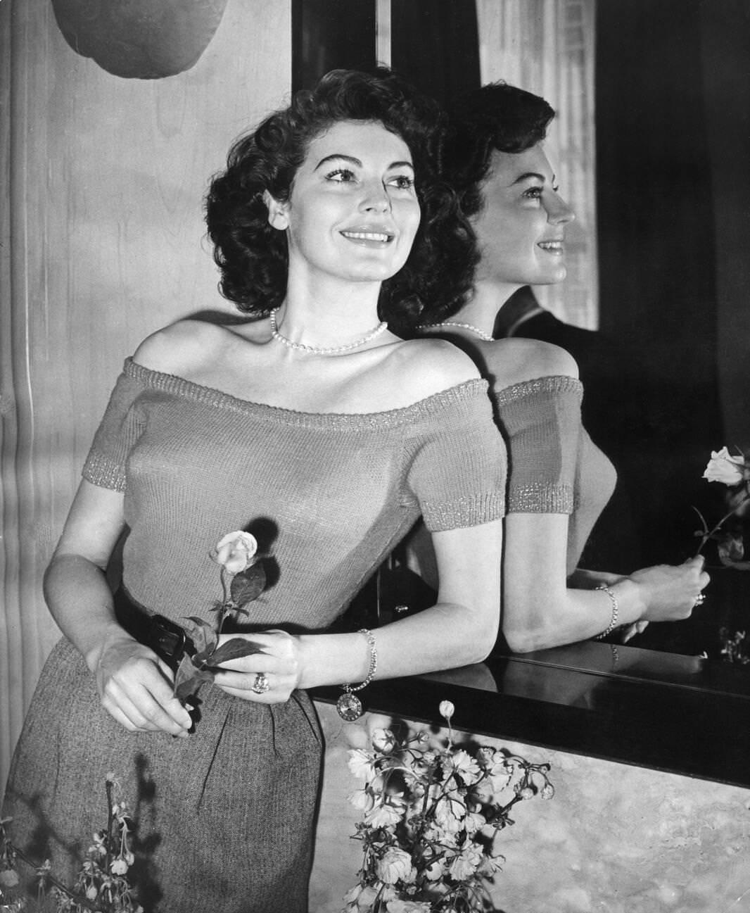 #7 Ava Gardner portrait with rose, 1950, promoting “Pandora and the Flying Dutchman,” released in 1951.