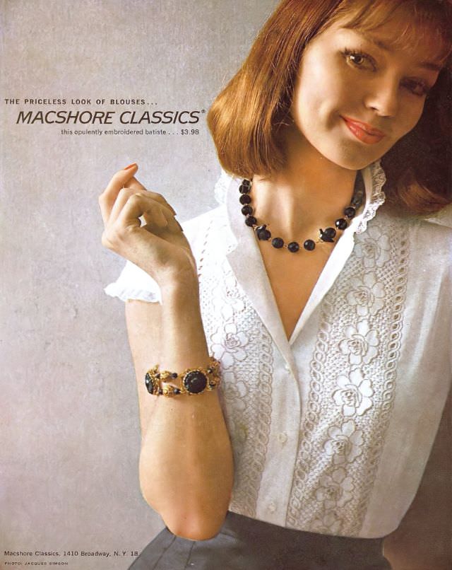 #20 Dolores Hawkins in a MacShore Classics advertisement, Harper’s Bazaar, 1959.