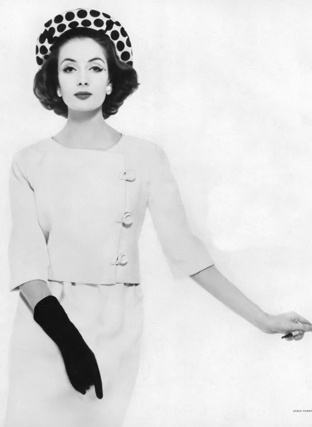 #25 Gitta Schilling in cotton ottoman suit by Gustave Tassell, May 1, 1959.