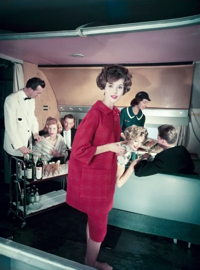 #4 Gitta Schilling in Senator Class airplane decor, 1958.