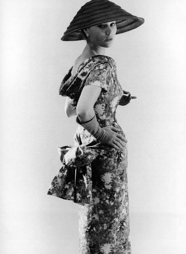 #7 Stella in a cocktail dress by Jacques Fath, 1953.