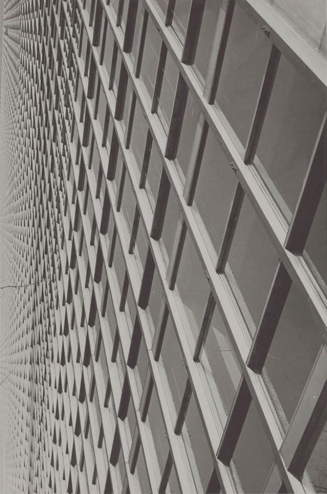 #9 Building exterior, looking up, January 1953