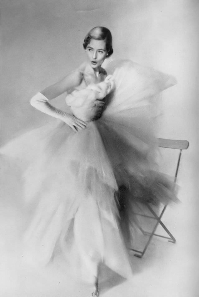 #2 Pat O’Reilly in a fairy dress of pink tulle by Hardy Amies, Harper’s Bazaar UK, March 1950.