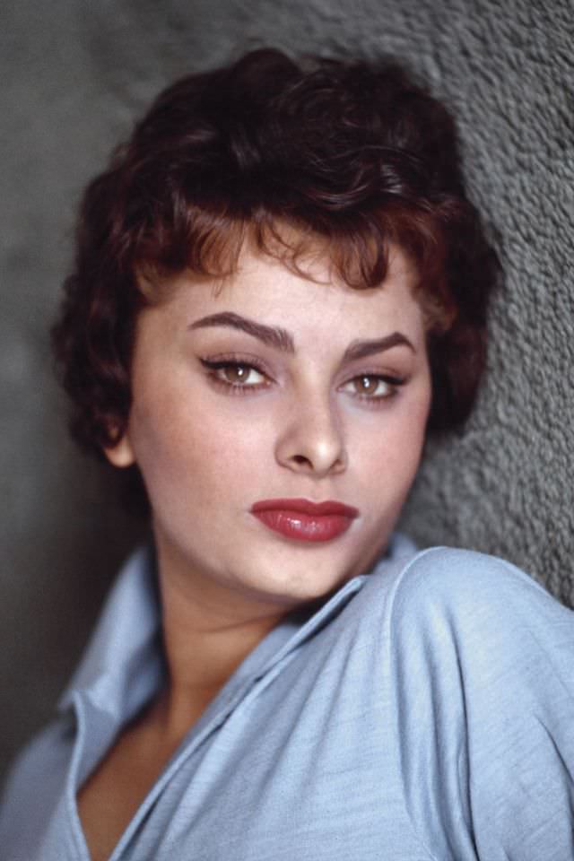#22 Sophia Loren in an intimate portrait, 1957.