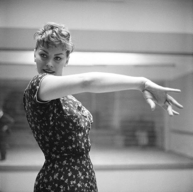 #23 Sophia Loren practicing dance moves for ‘The Pride and the Passion’, 1957.