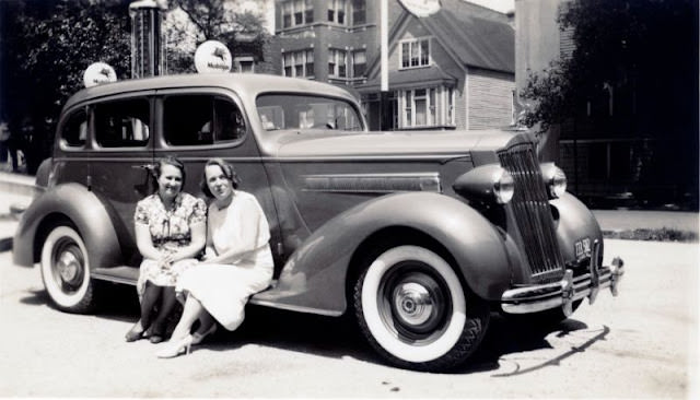 #12 Young ladies on a 1936 Packard 120 Touring Sedan, Illinois, circa 1936.