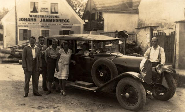 #2 Group posing with a Talbot DS 15/40 in rural Austria, circa 1920s.