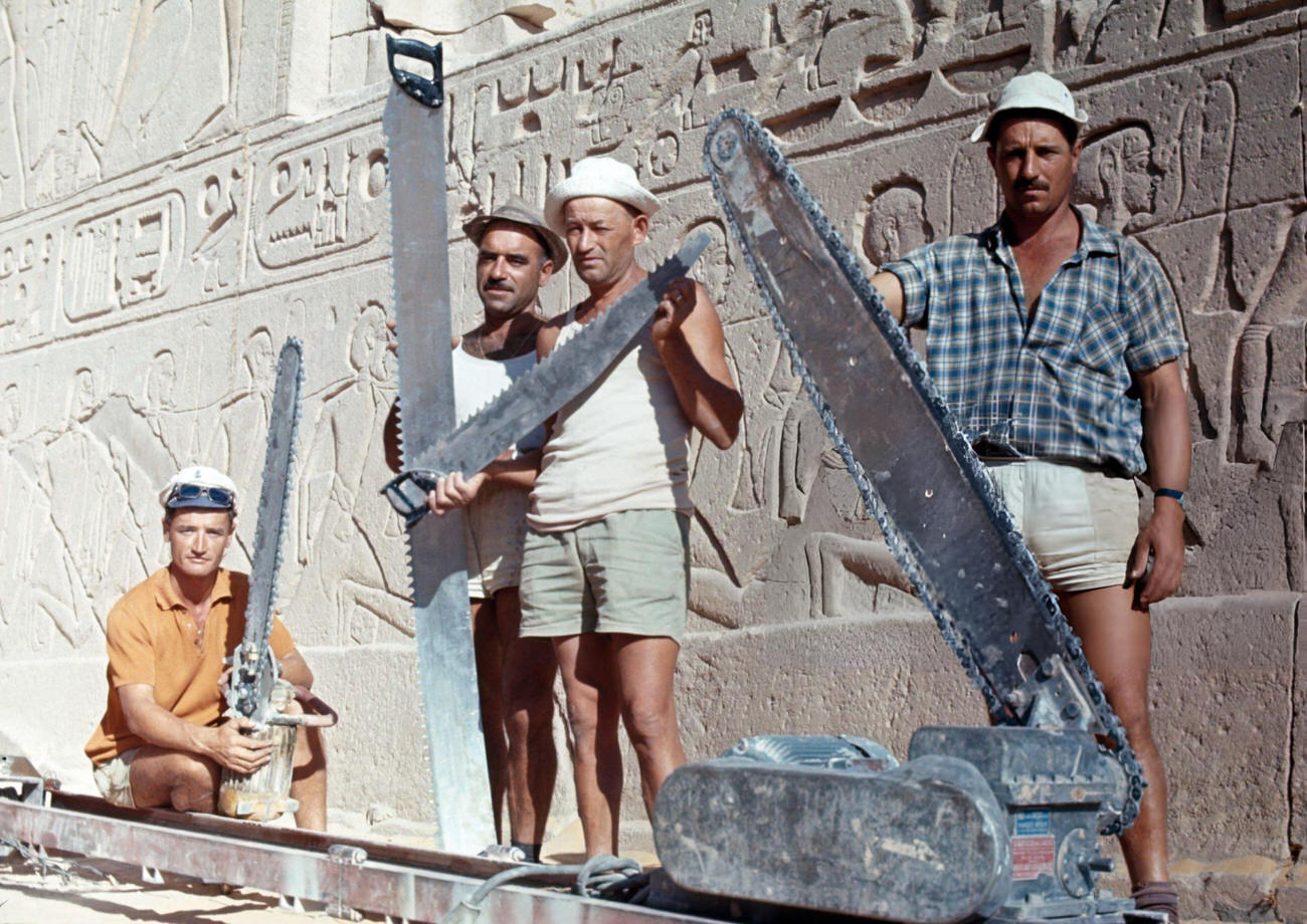 #25 Workmen relocating Abu Simbel’s ancient temple in 1967
