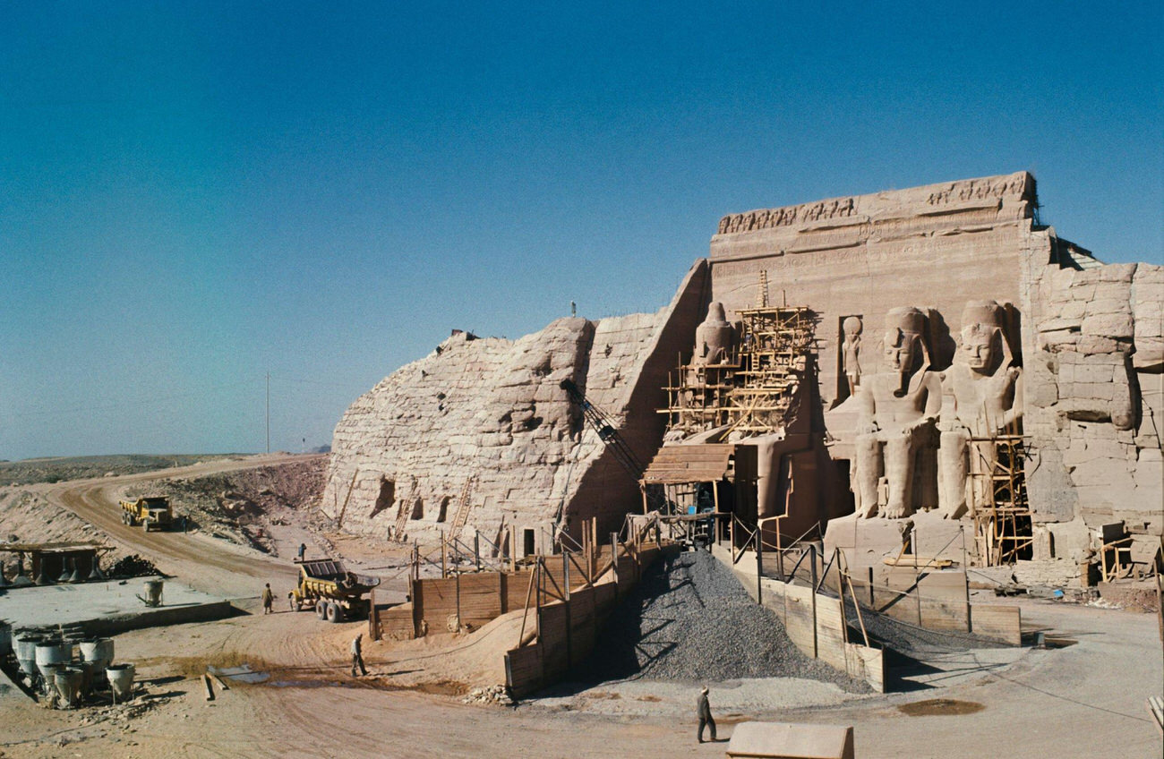 #33 The 1968 reconstruction of Pharaoh Ramesses II’s statues at Abu Simbel to avoid Nile flooding from the Aswan High Dam.