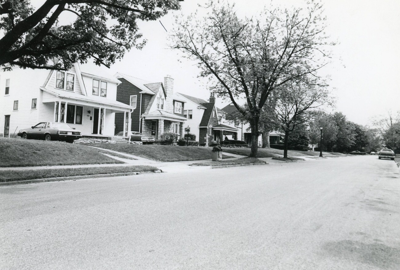 #57 668 Wiltshire Rd and surrounding houses in Hilltop, featured in the Greater Hilltop Area Commission’s guide, 1980s.