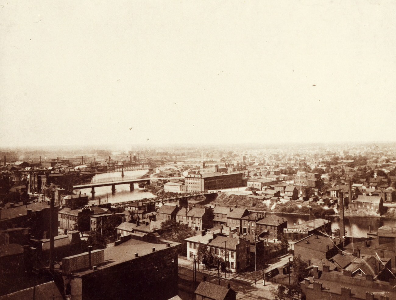 #7 Aerial view of downtown Columbus looking southwest across the Scioto River, late 1880s or early 1890s.