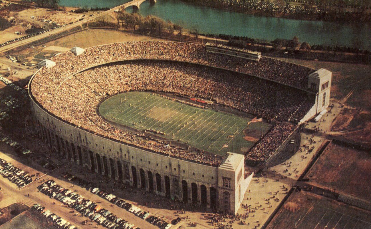 #23 Aerial view of Ohio Stadium, Ohio State University, 1960s