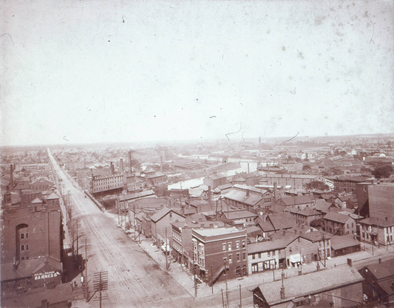 #2 Aerial view of West Broad Street at Front Street, 1880s