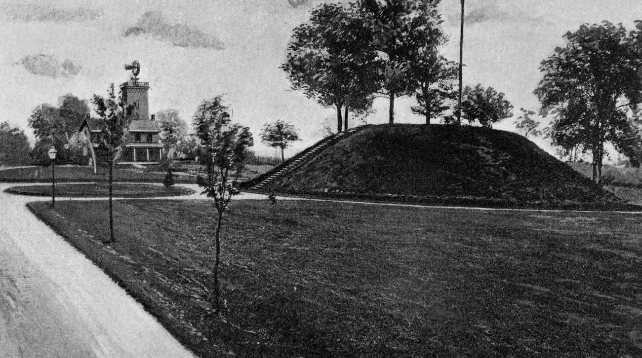 #79 Adena mound on the Pope Farm, an outstanding example of Adena mound construction, 1892.