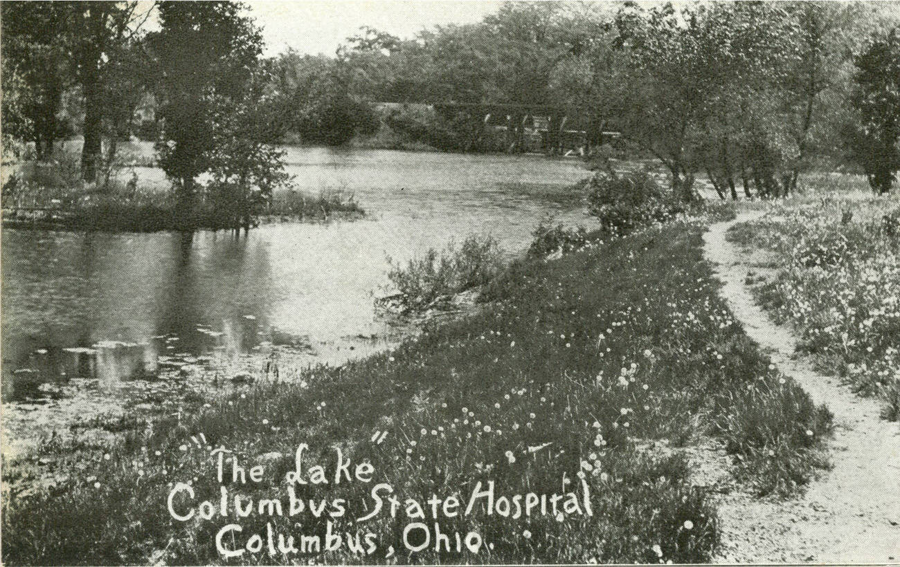 #11 Path alongside a body of water at the Columbus State Hospital, 1890s