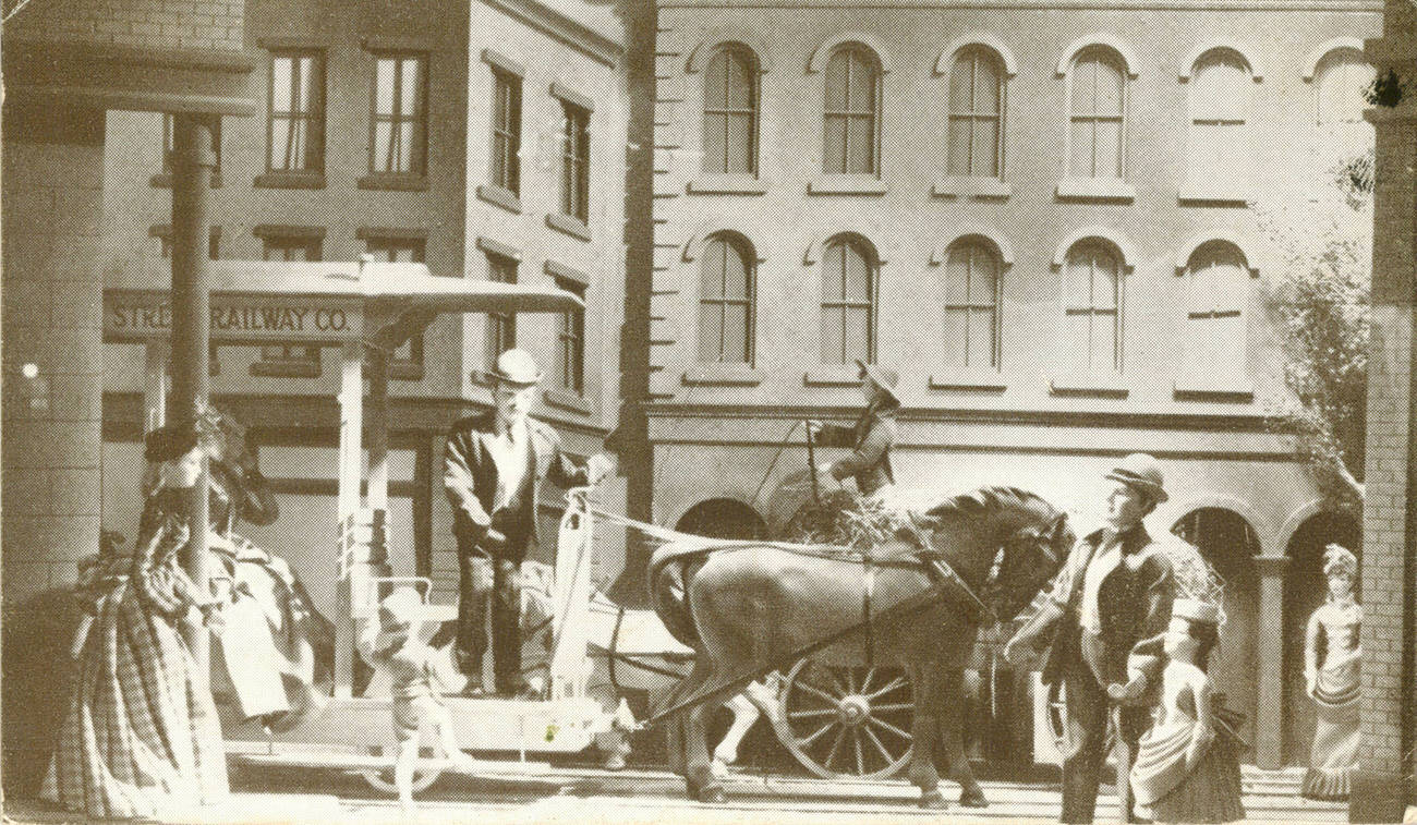 #12 Lazarus Department Store window display featuring a horse car, 1890s