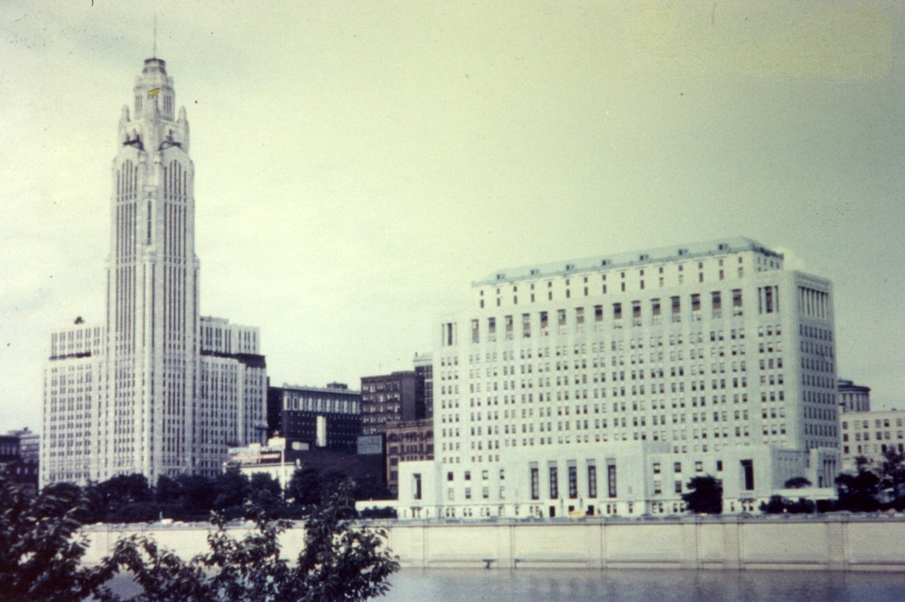 #7 Downtown skyline looking east from Washington Boulevard, 1940s