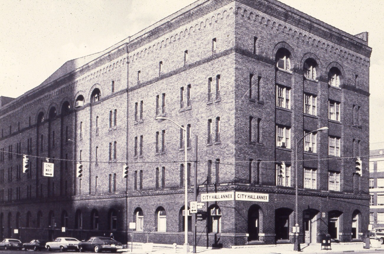 #17 City Hall Annex, originally David S. Gray Century Building in 1902, housed Charles C. Higgins Company until 1921, demolished March 31, 1980, Circa 1976.
