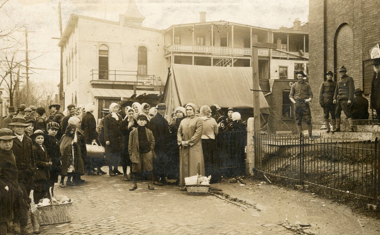 #49 Bread line for 1913 flood victims, 1913.
