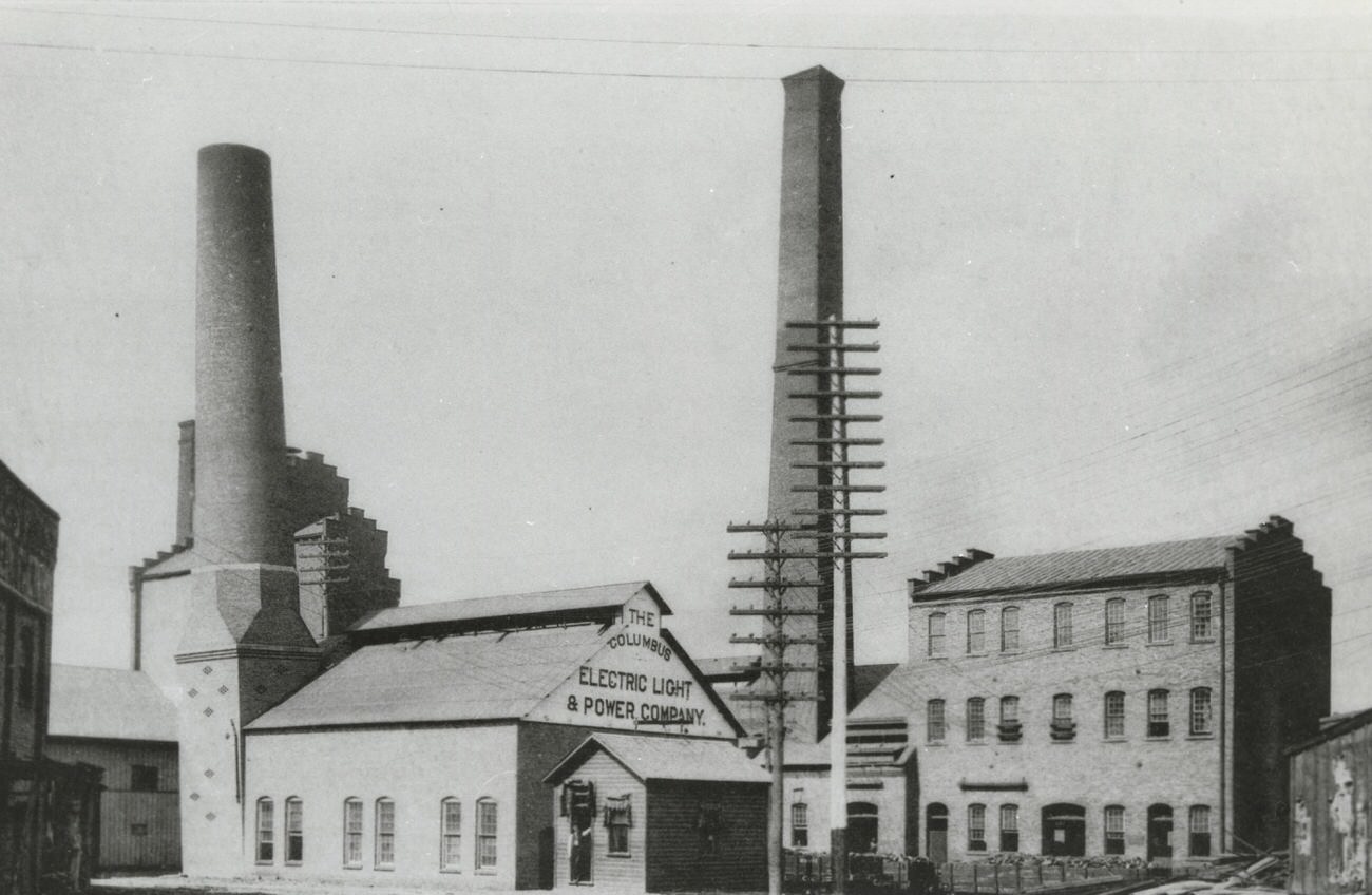 #12 Columbus Electric Light and Power Company, began supplying electricity to Columbus in 1887, photograph from 1889.
