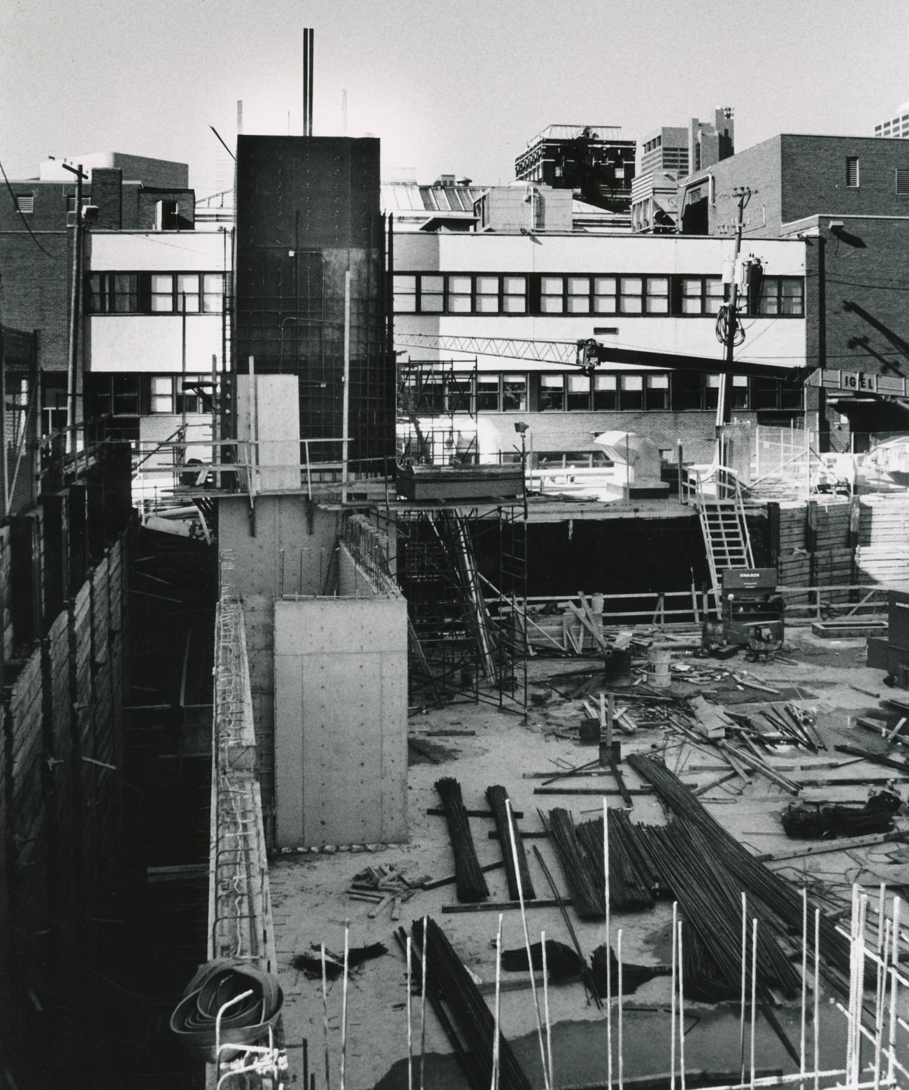 #86 Columbus Metropolitan Library Interim Building Construction, expansion of Main Library, 96 S. Grant Avenue, began with construction of parking garage, 1988.