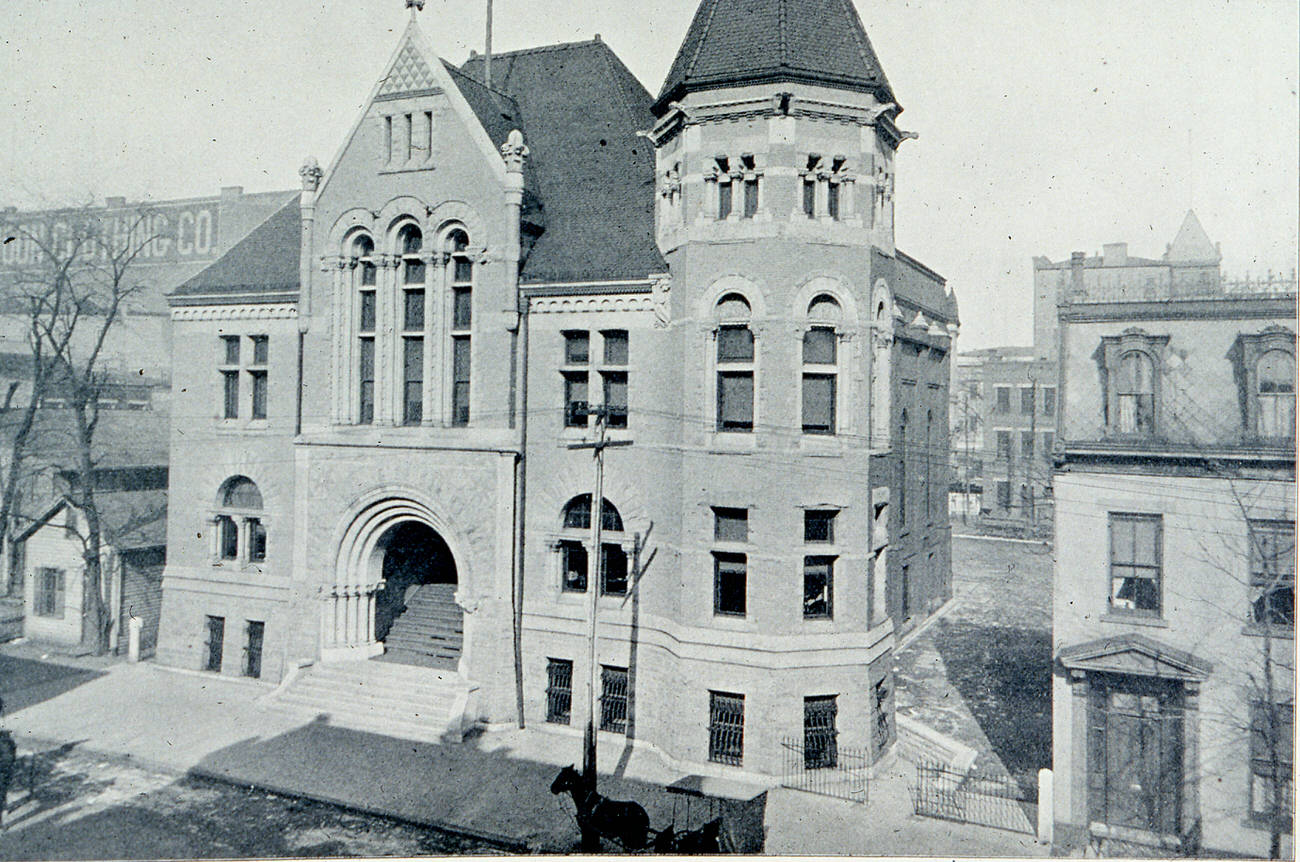 #36 Columbus Public School Library building, formerly a church, photographed in 1897.